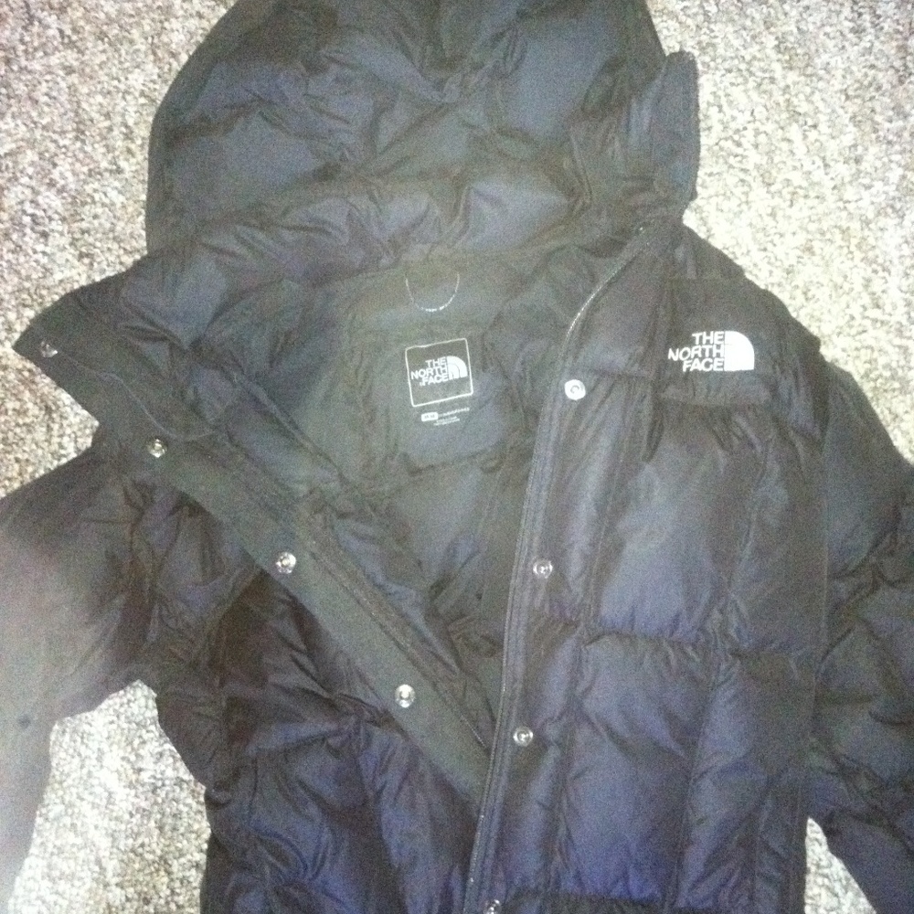 Women's Long North Face Hooded Down Coat